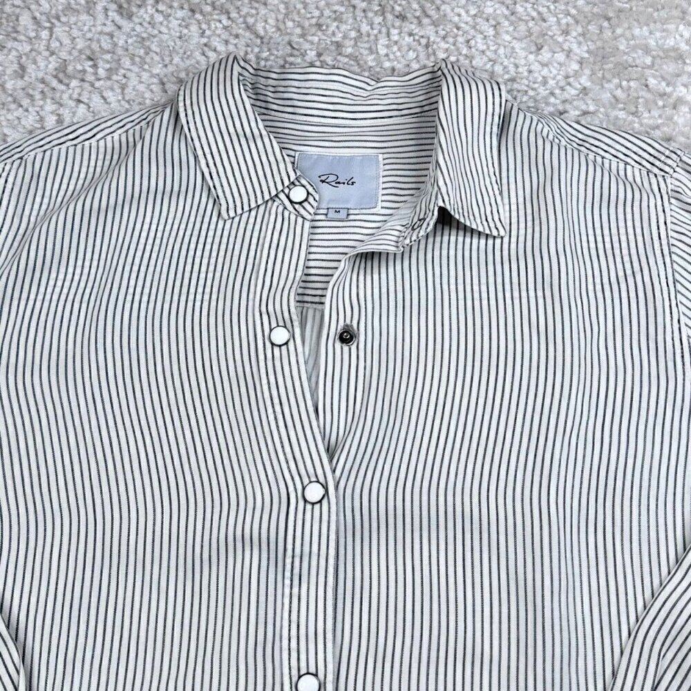 Rails Eliza Pinstripe Snap Button Front Shirt Flaw - image 6